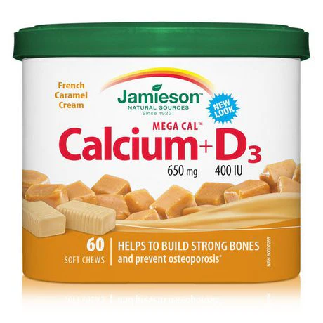 Jamieson Mega Cal Calcium 650 mg + D3 400 IU - 60 soft chews