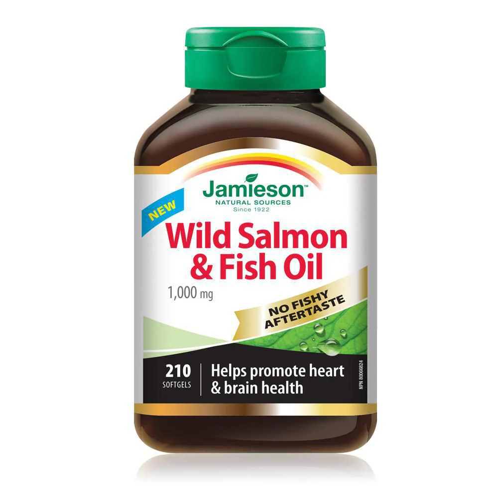 Jamieson Wild Salmon and Fish Oil, 1000 mg, No Fishy Aftertaste - 210 softgels