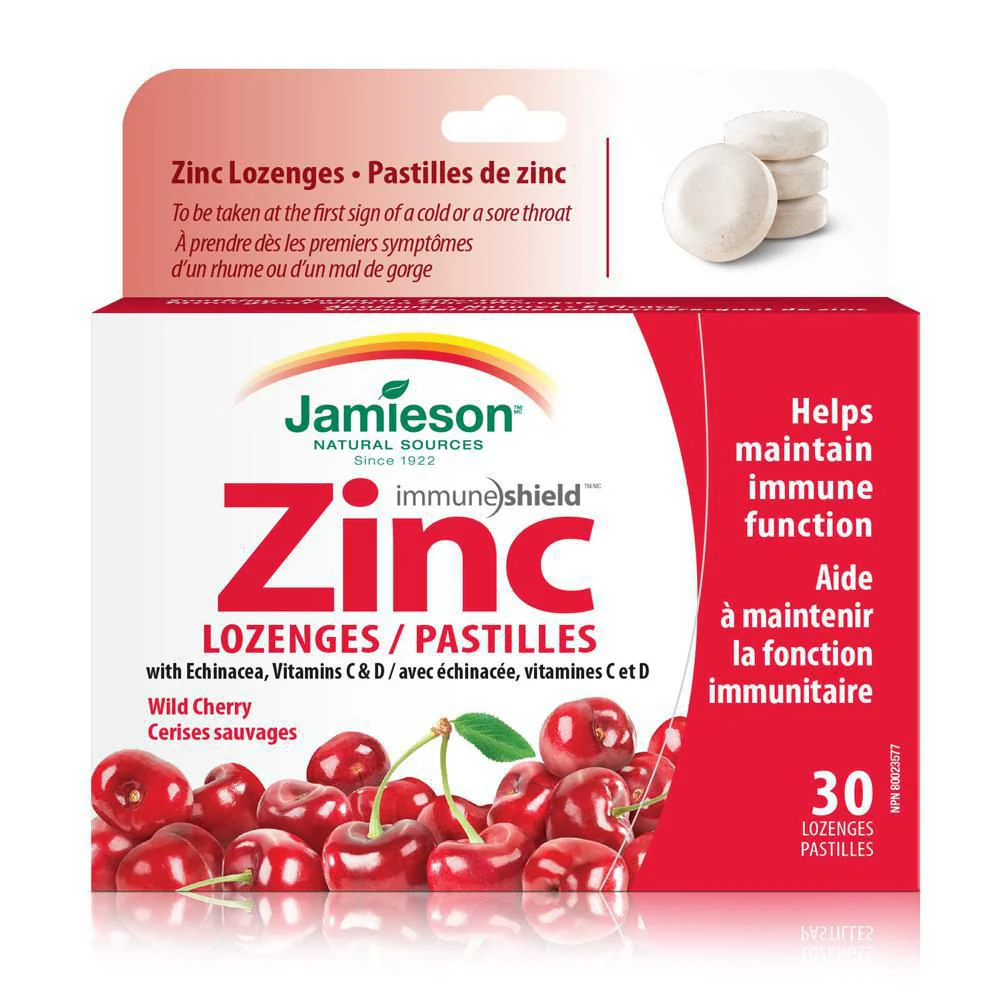 Jamieson Zinc Lozenges with Echinacea, Vitamins C & D - 30 lozenges