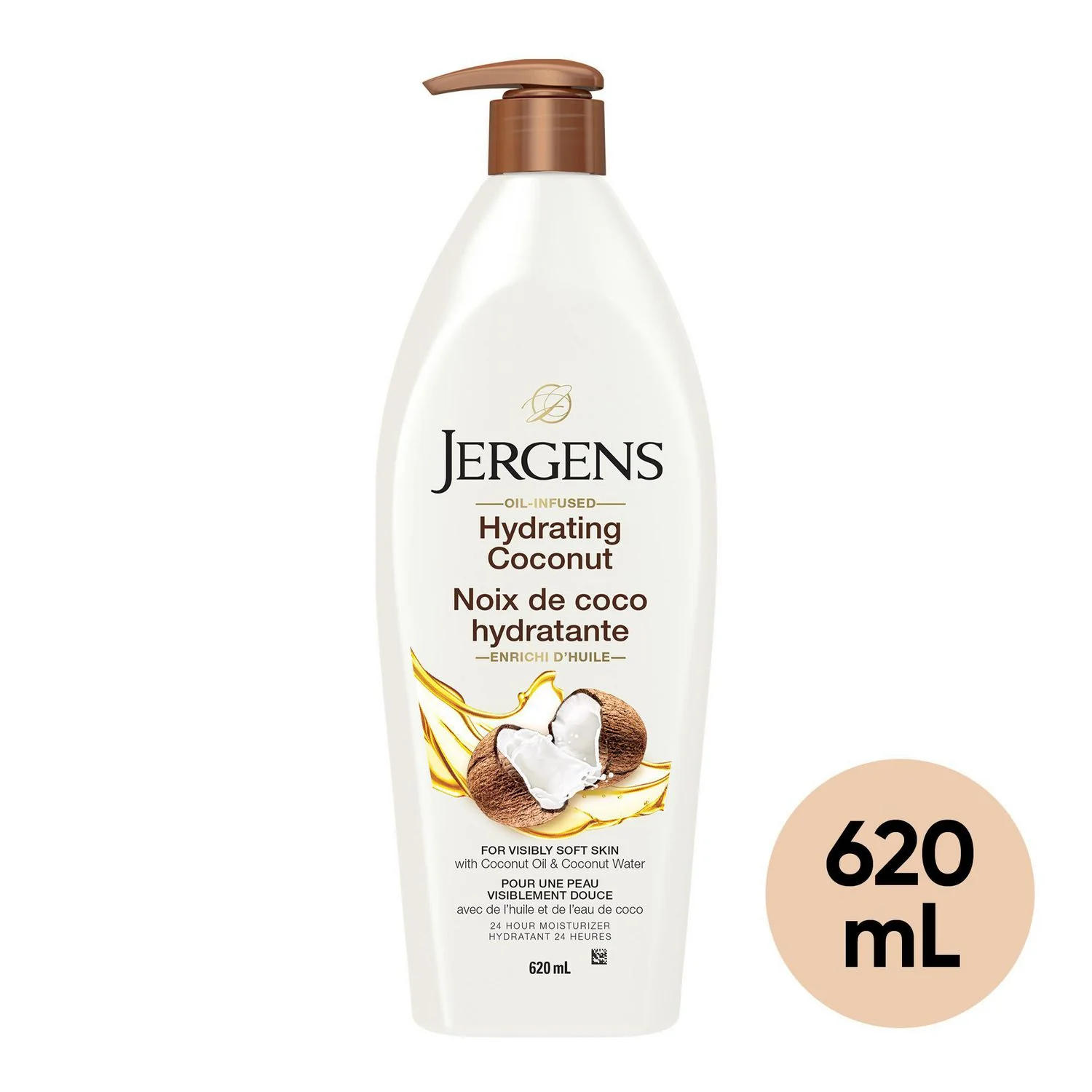Jergens Hydrating Coconut For Visibly Soft Skin With Coconut Oil And Coconut Water - 620 mL