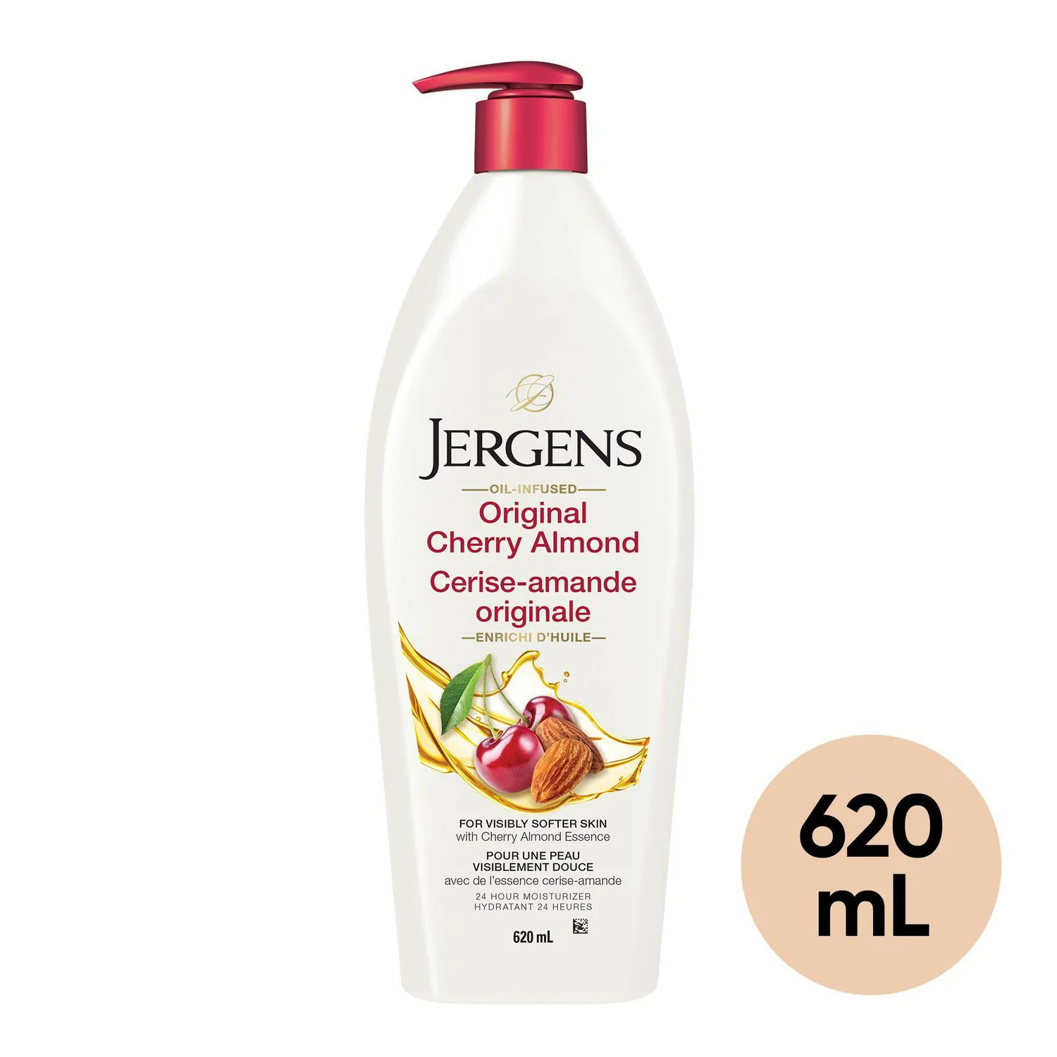 Jergens Original Cherry Almond For Visibly Softer Skin With Cherry Almond Essence - 620 mL