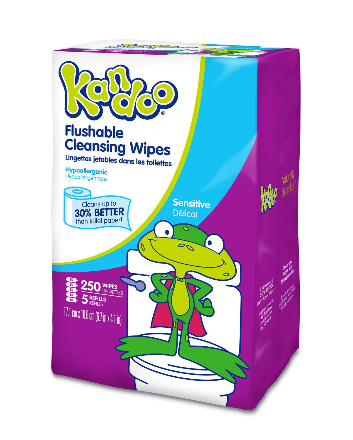 Kandoo Flushable Cleansing Wipes, Refills - 250 wipes
