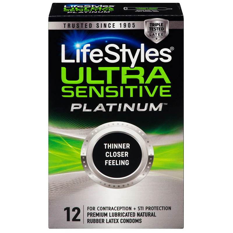 LifeStyles Ultra Sensitive Platinum Latex Condoms - 12 pieces