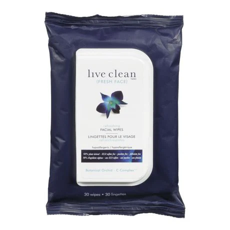 Live Clean Fresh Face Refreshing Facial Wipes - 30 wipes
