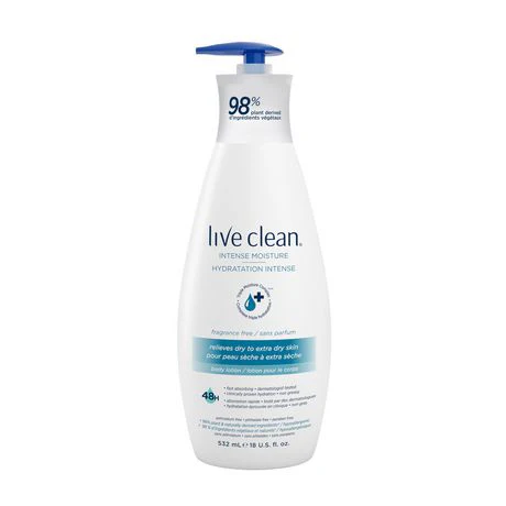 Live Clean Intense Moisture Body Lotion, Fragrance Free - 532 ml