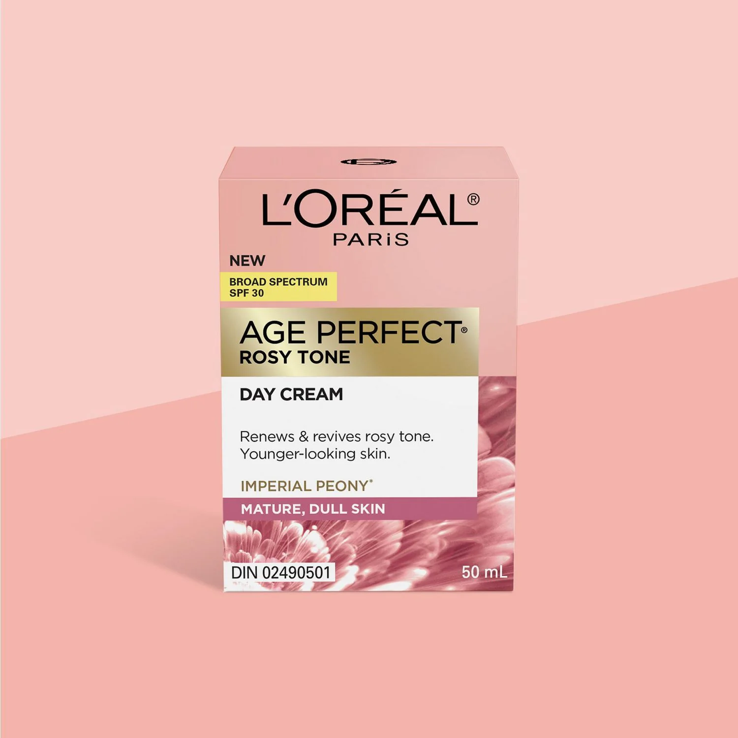 L'Oreal Age Perfect Moisturizer Rosy Tone Day Cream, Mature, Dull Skin, Broad Spectrum SPF 30, Imperial Peony - 50mL
