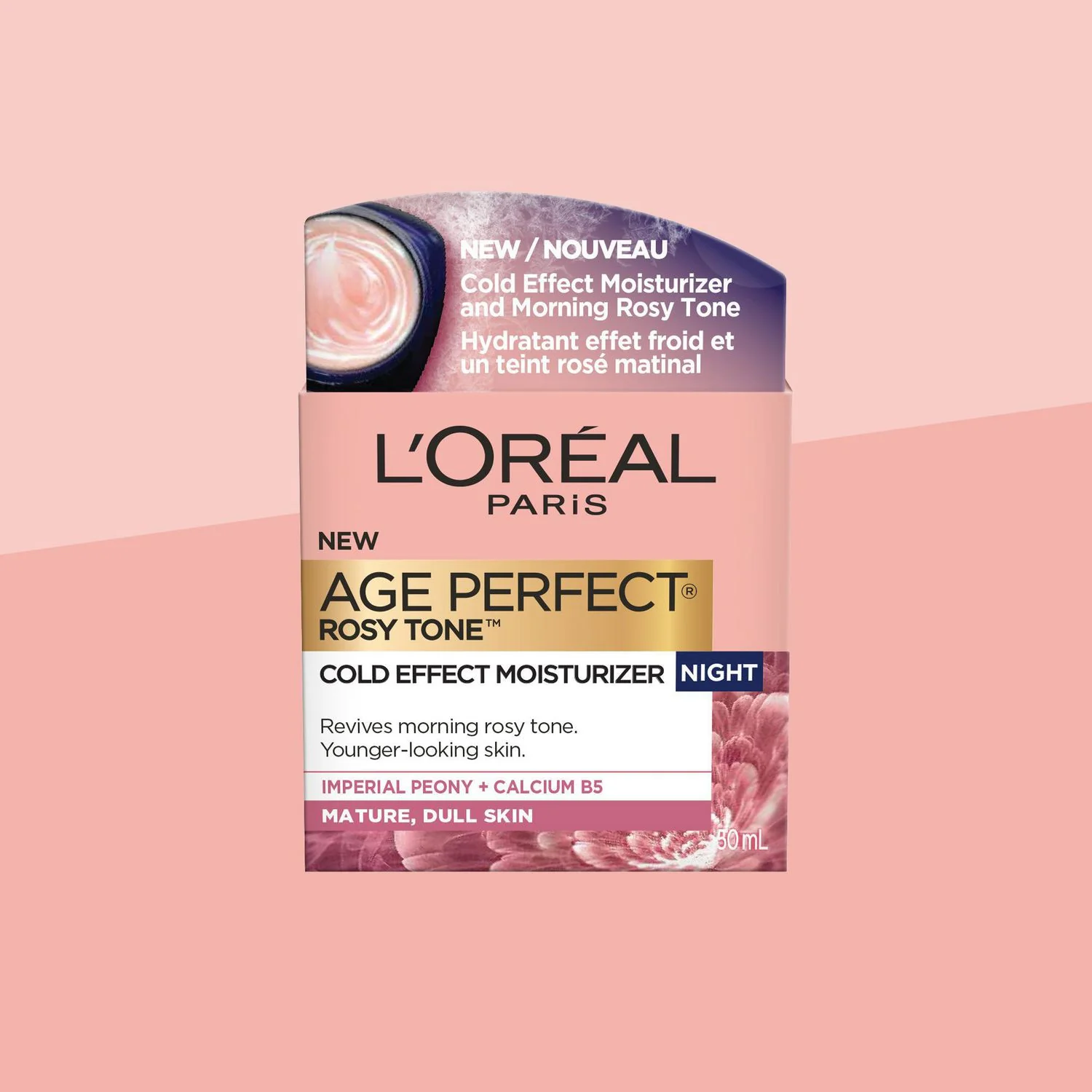 L'Oreal Age Perfect Rosy Tine, Cold Effect Moisturizer Night, Imperial Peiny And Calcium B5, Mature, Dull Skin - 50 mL