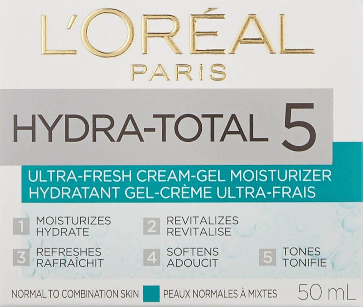 L'Oreal Hydra-Total 5, Ultra-Fresh Cream-Gel Moisturizer - 50 ml