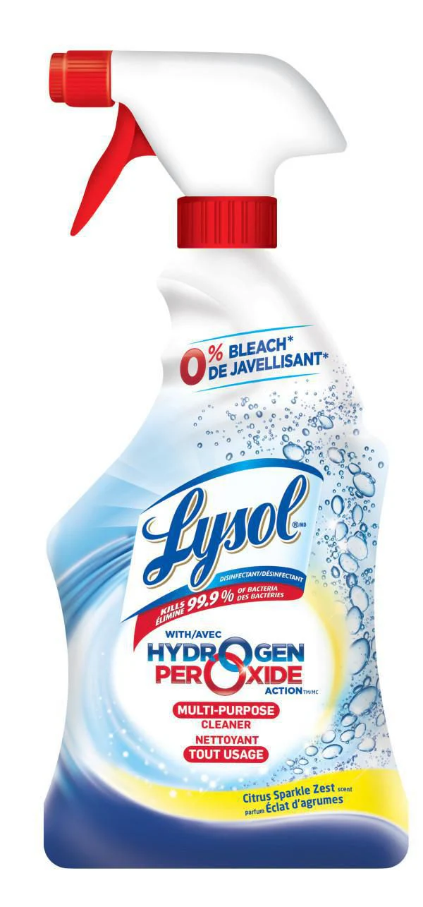 Lysol Disinfectant, Multipurpose Cleaner With Hydrogen Peroxide, Citrus Sparkle Zest Scent - 650 mL