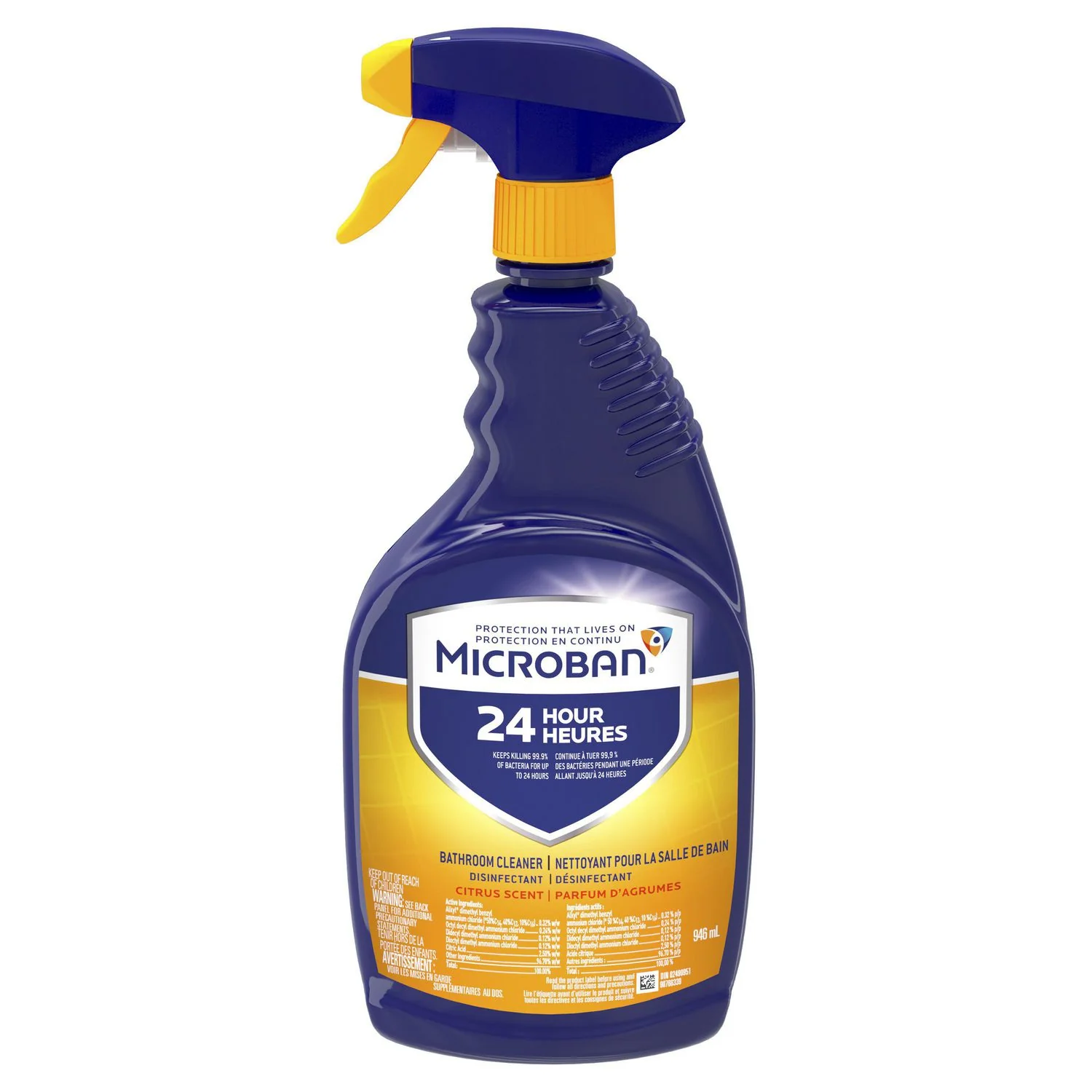 Microban 24 Hour Bathroom Cleaner,Disinfectant, Citrus Scent- 946 mL