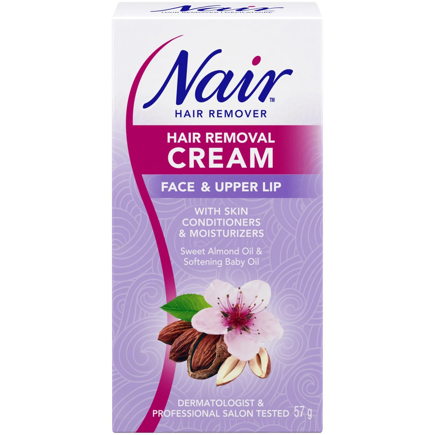 Nair Hair Removal Cream for Face & Upper Lip with Sweet Almond Oil and Baby Oil - 57 g