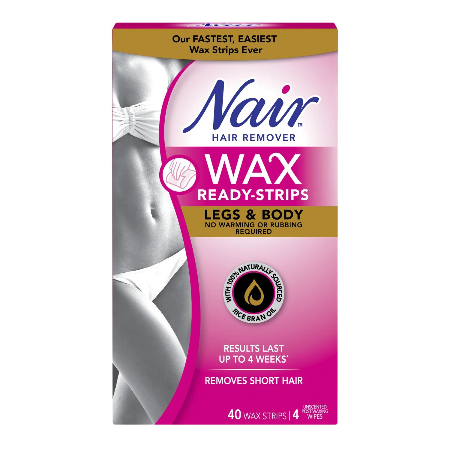 Nair Hair Remover, Wax Ready-Strips for Legs And Body - 40 wax strips