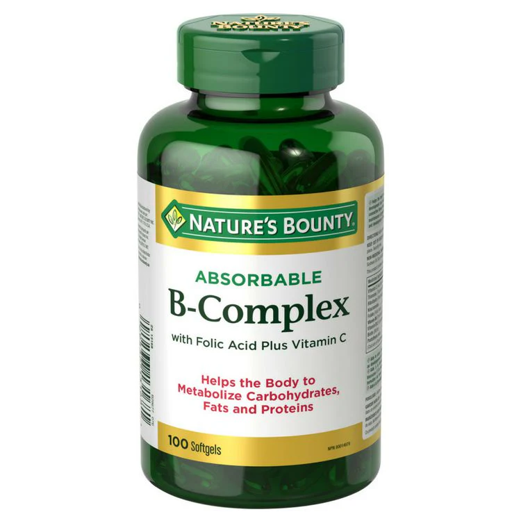 Nature's Bounty Absorbable B-Complex with Folic Acid plus Vitamin C - 100 softgels