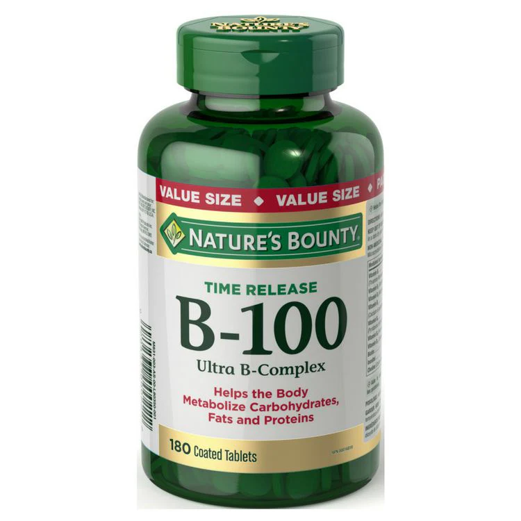 Nature's Bounty B-100 Ultra B-Complex Value Size - 180 coated tablets