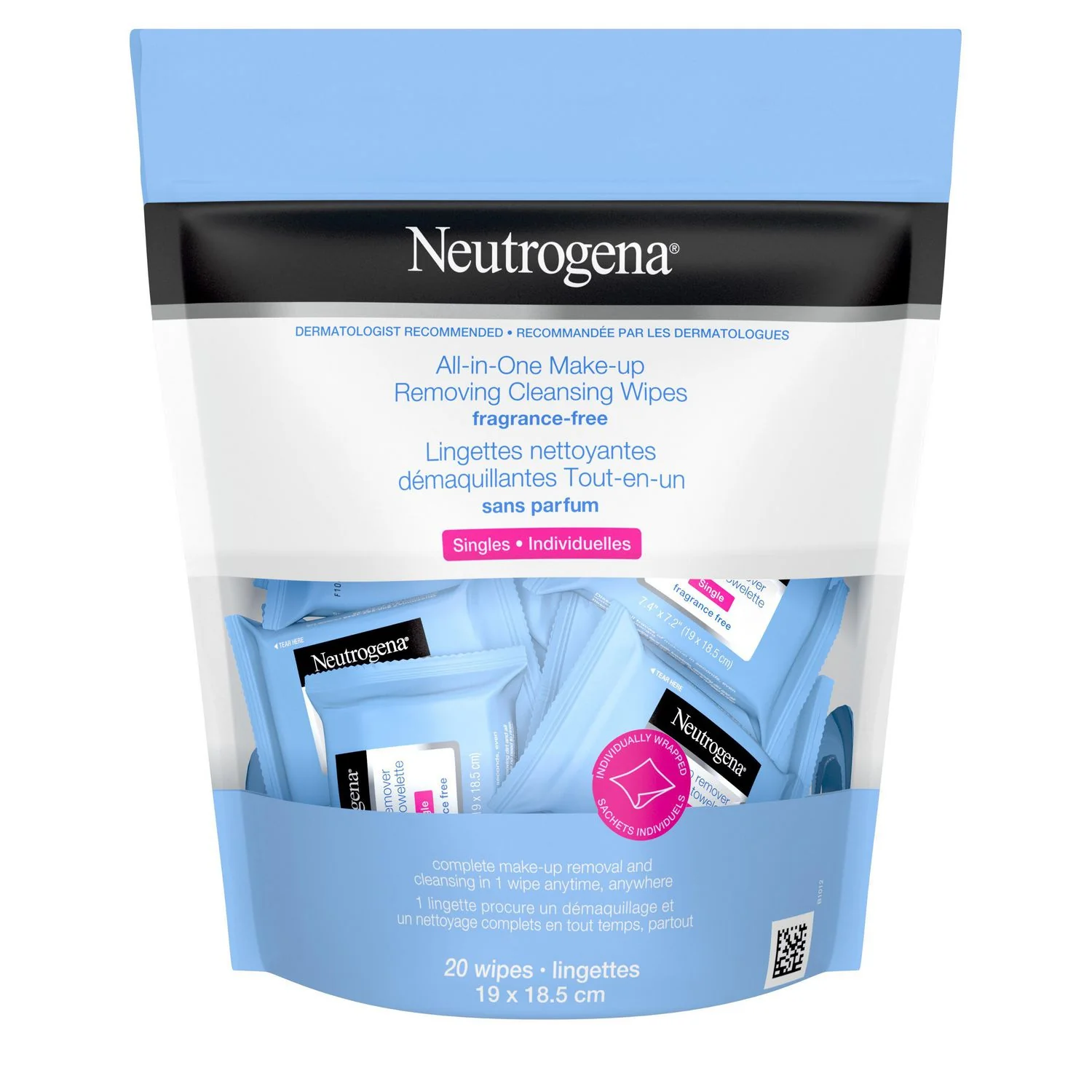 Neutrogena All In One Make-Up Removing Cleansing Wipes, Fragrance-Free, Singles - 20 wipes