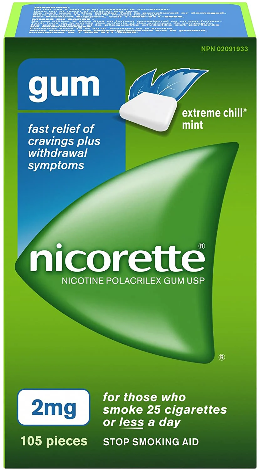 Nicorette Gum, Stop Smoking Aid, for those who smoke 25 cigarettes or less a day - 2 mg x 105 pieces - Image 3