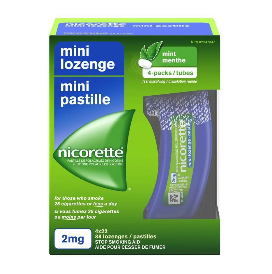 Nicorette Mini Lozenges, Mint - 2 mg x 22 lozenges per pack (4 packs)