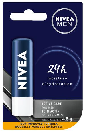 Nivea Active Care for Men with 24-Hour Moisture Lip Balm - 4.8 g
