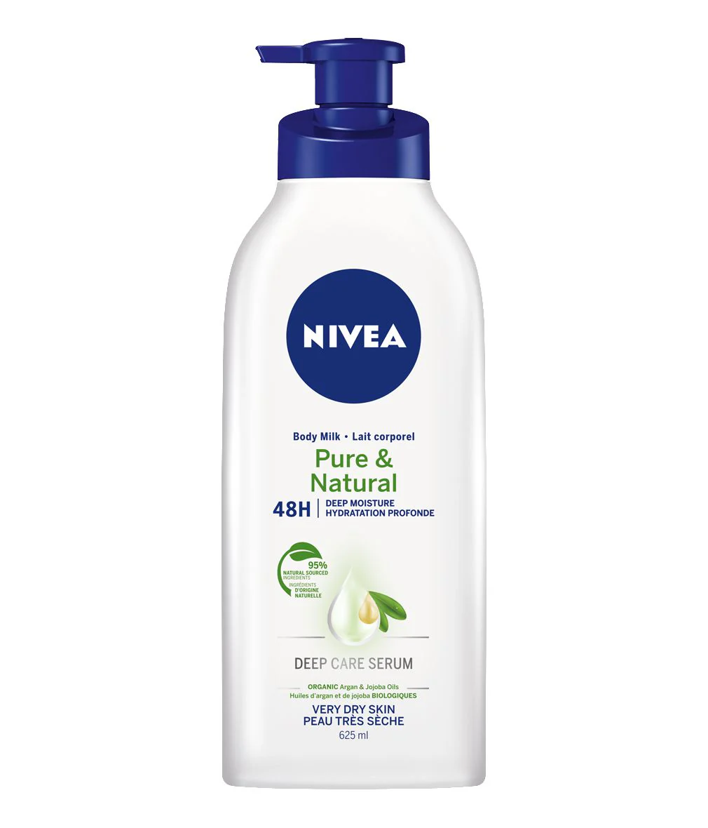 Nivea Pure And Natural 48 H Deep Moisture Body Milk, Deep Care Serum, For Very Dry Skin - 625 mL