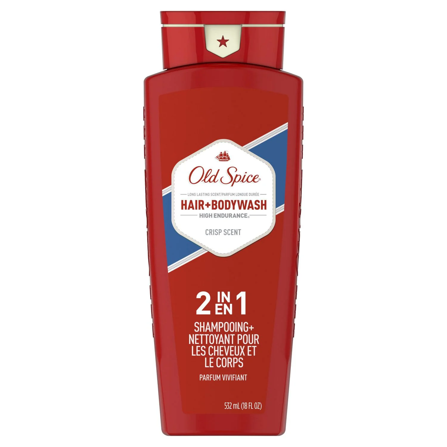 Old Spice High Endurance Hair + Body Wash for Men, Crisp Scent - 532 ml