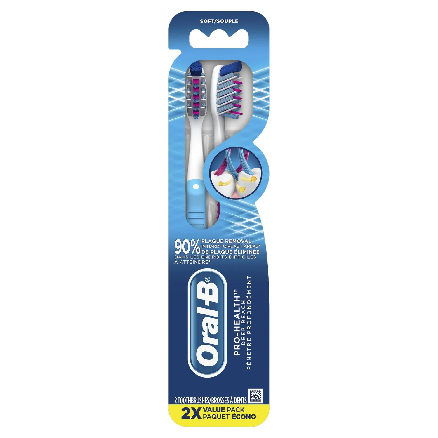 Oral-B Pro-Health Deep Reach Toothbrush, Soft - 2 toothbrushes