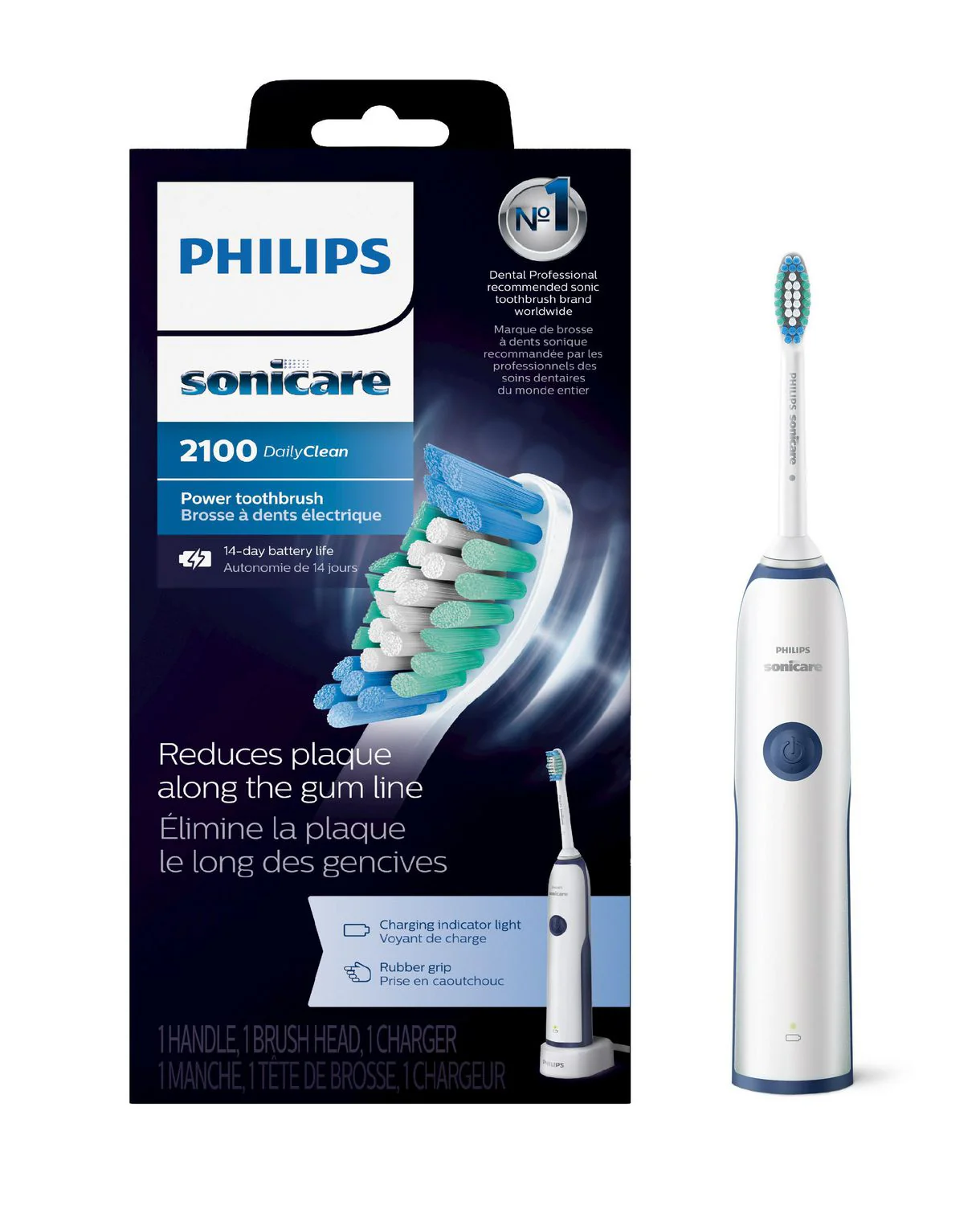Philips Sonicare 2100 Daily Clean, Power Toothbrush, 1 Handle, 1 Brush head, 1 Charger