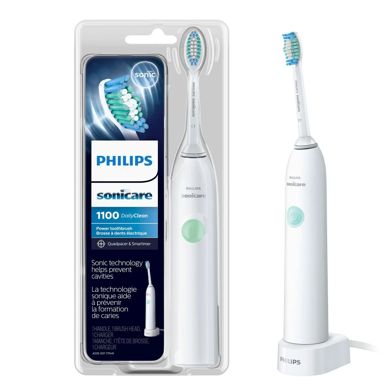 Philips Sonicare DailyClean 1100 Simply Clean Rechargeable Electric Toothbrush - 1 handle, 1 charger, 1 brush head
