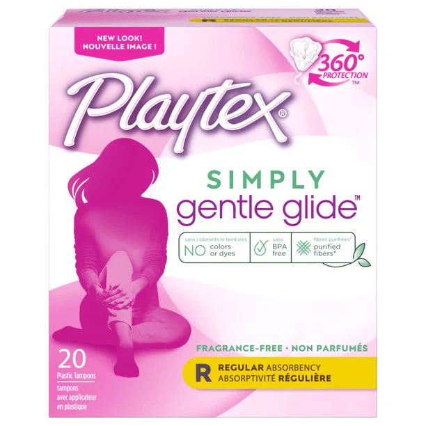 Playtex Simply Gentle Glide, Regular Absorbency Tampons, Fragrance-Free