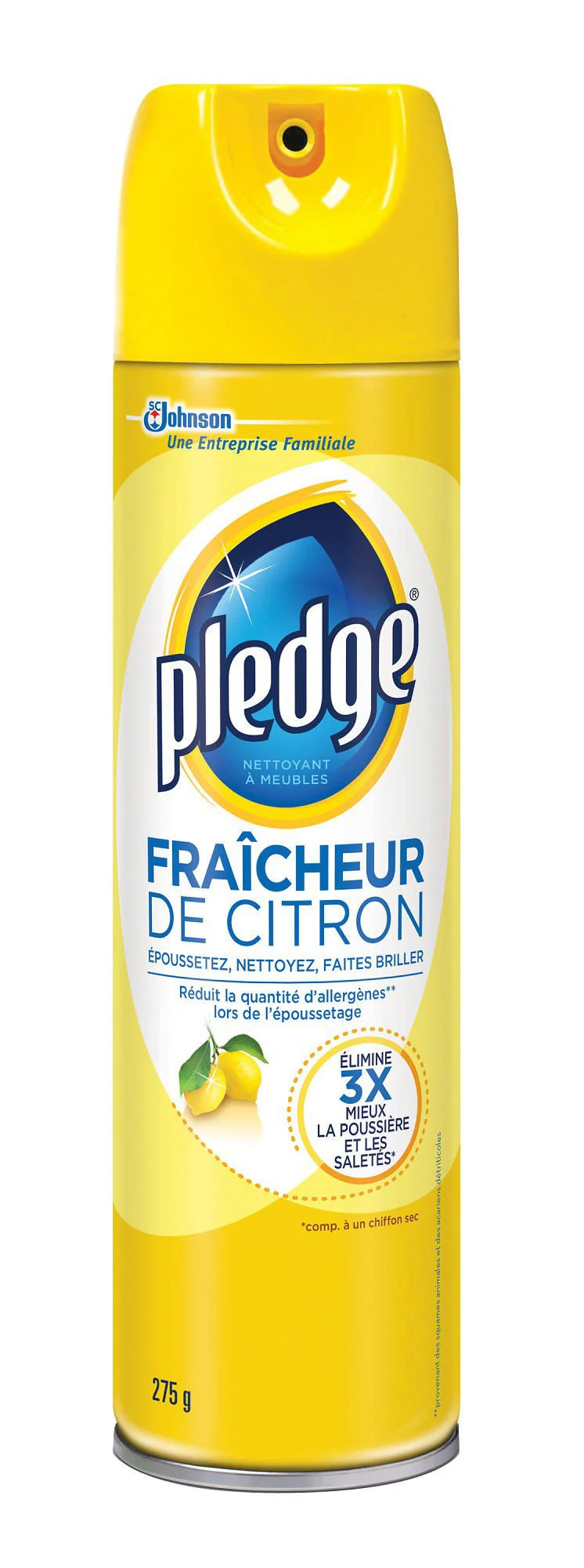 Pledge Furniture Spray, Lemon Fresh - 275 mL