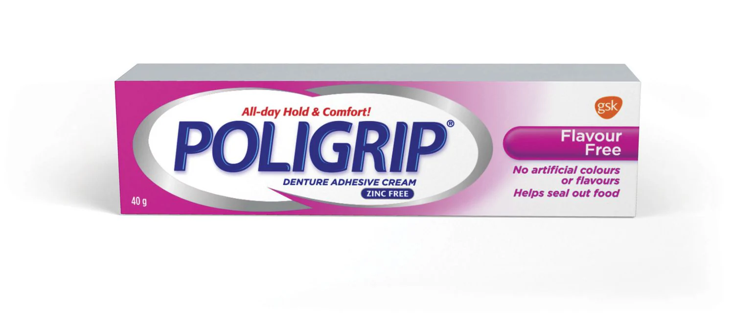Poligrip Flavour Free Denture Adhesive Cream - 40 g