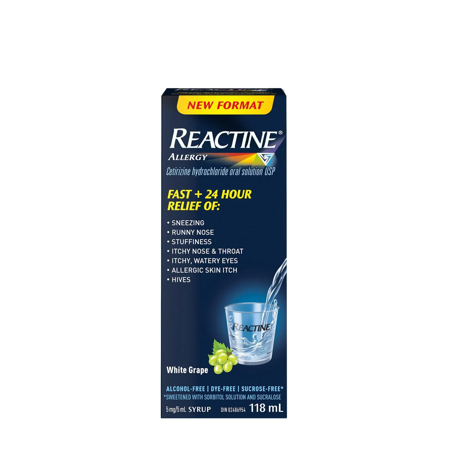 Reactine 24-Hour Allergy Relief Syrup, White Grape Flavour - 118 ml