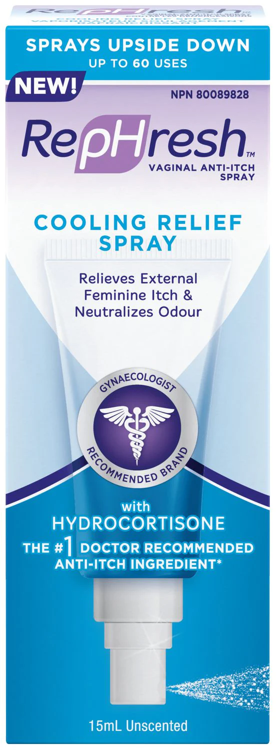 RepHresh Vaginal Anti-Itch Cooling Relief Spray, Unscented  - 15 ml