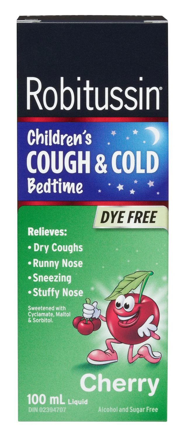 Robitussin Children's Cough & Cold Bedtime Liquid, Cherry Flavour - 100 ml