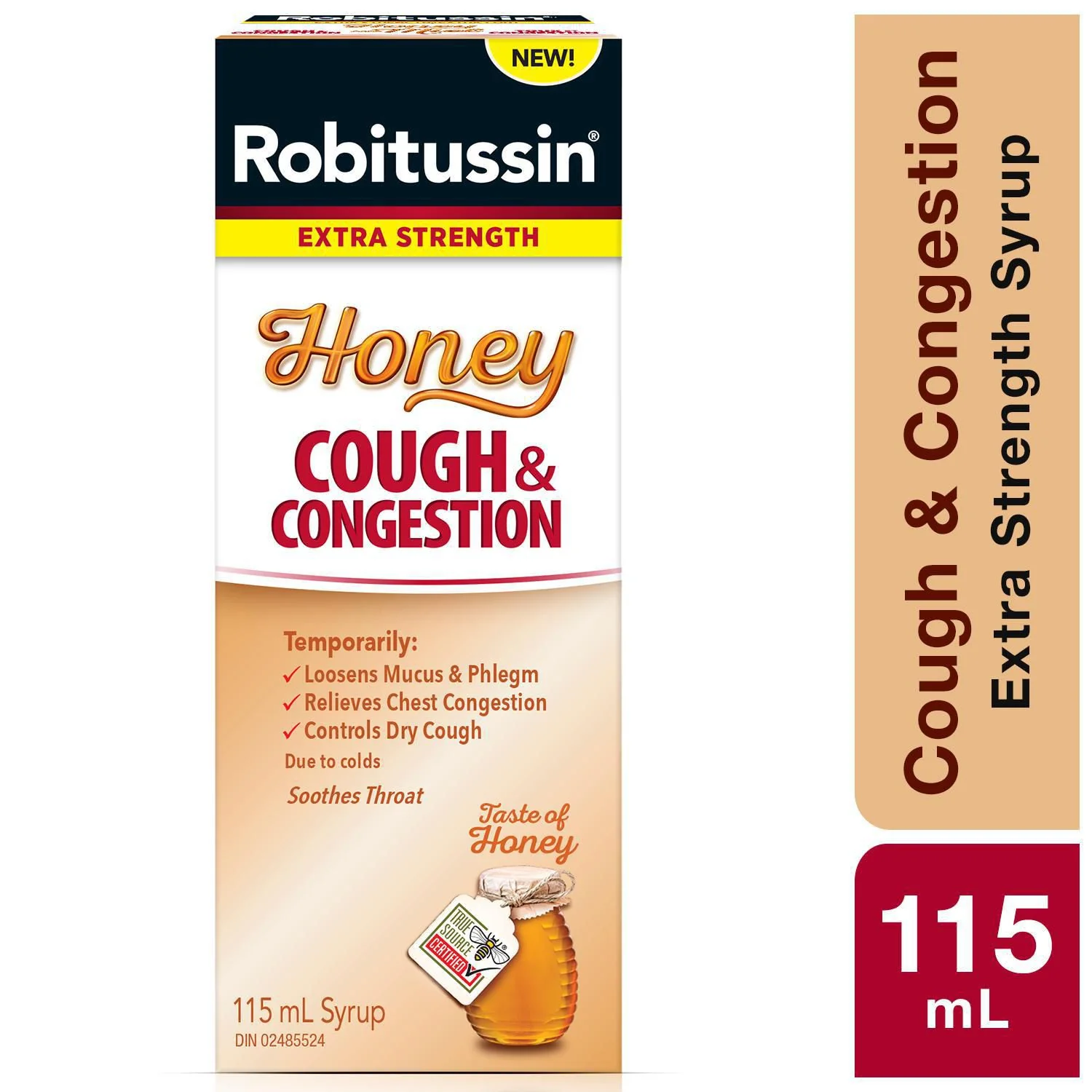 Robitussin Extra Strength Cough & Congestion Syrup, Honey Flavour - 115 ml