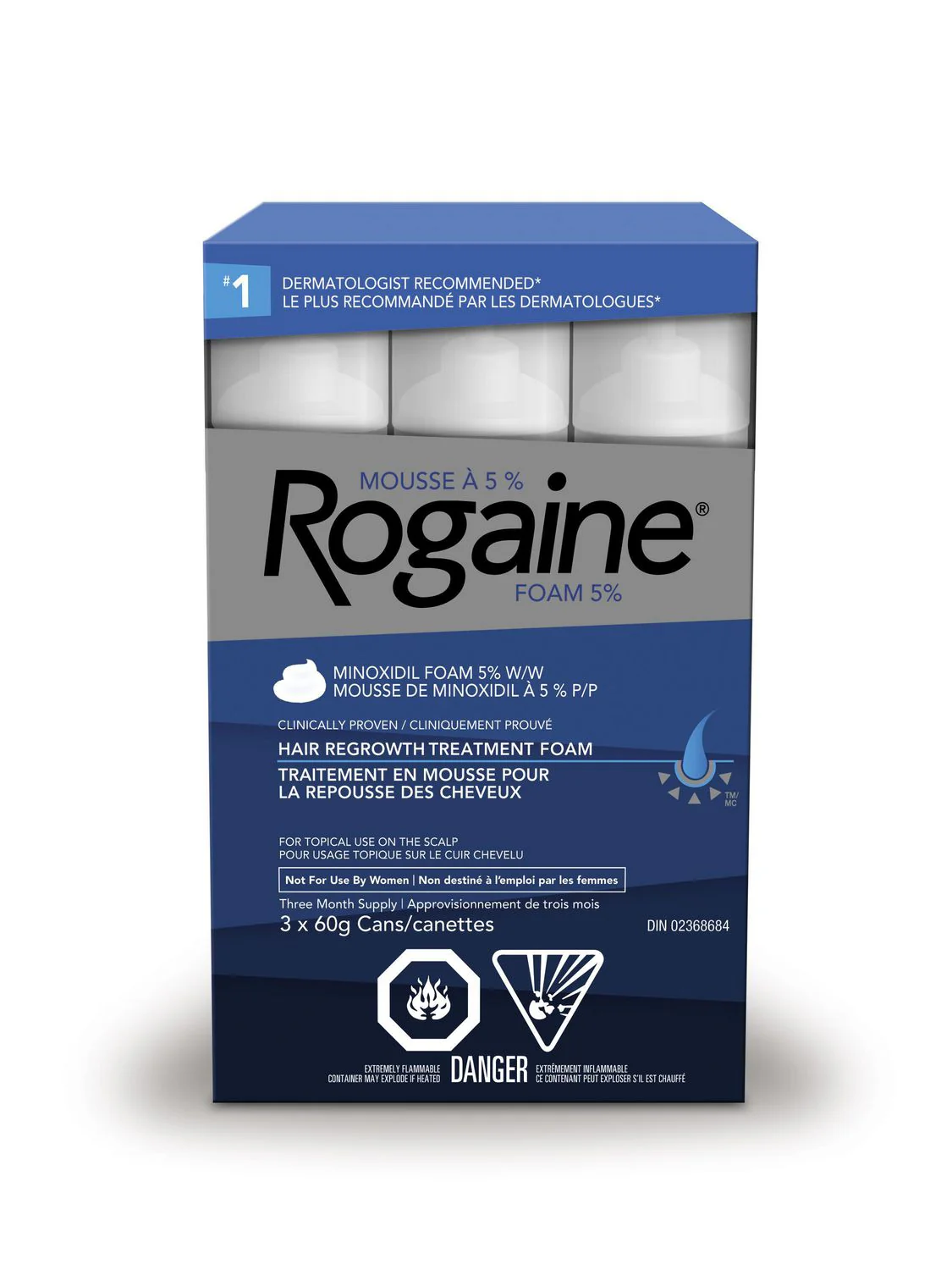 Rogaine Men’s Hair Regrowth Treatment, 5% Minoxidil Foam Extra Strength - 3 x 60 g