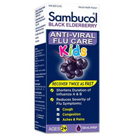 Sambucol Black Elderberry Anti-Viral Flu Care for Kids, Syrup - 120 ml