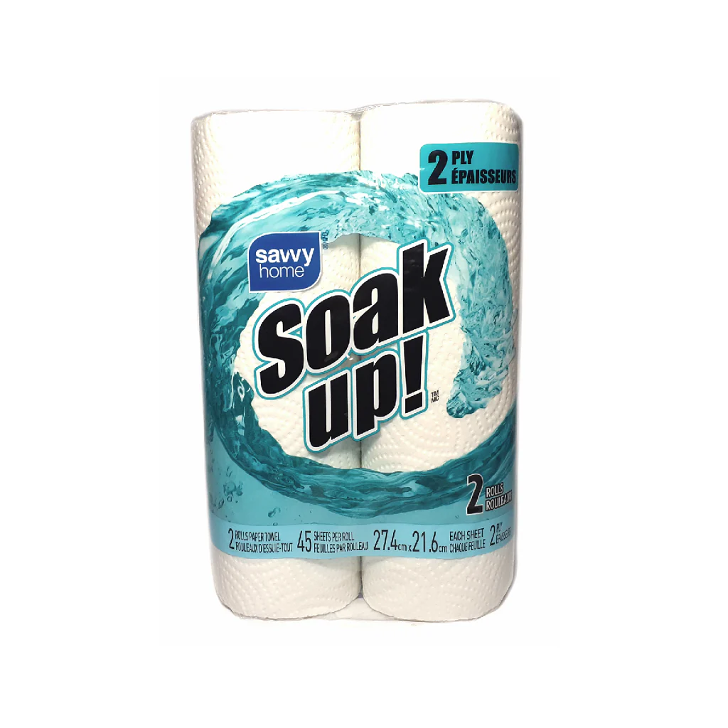 Savvy Home Soak Up Paper Towels - 2 rolls x 45 sheets