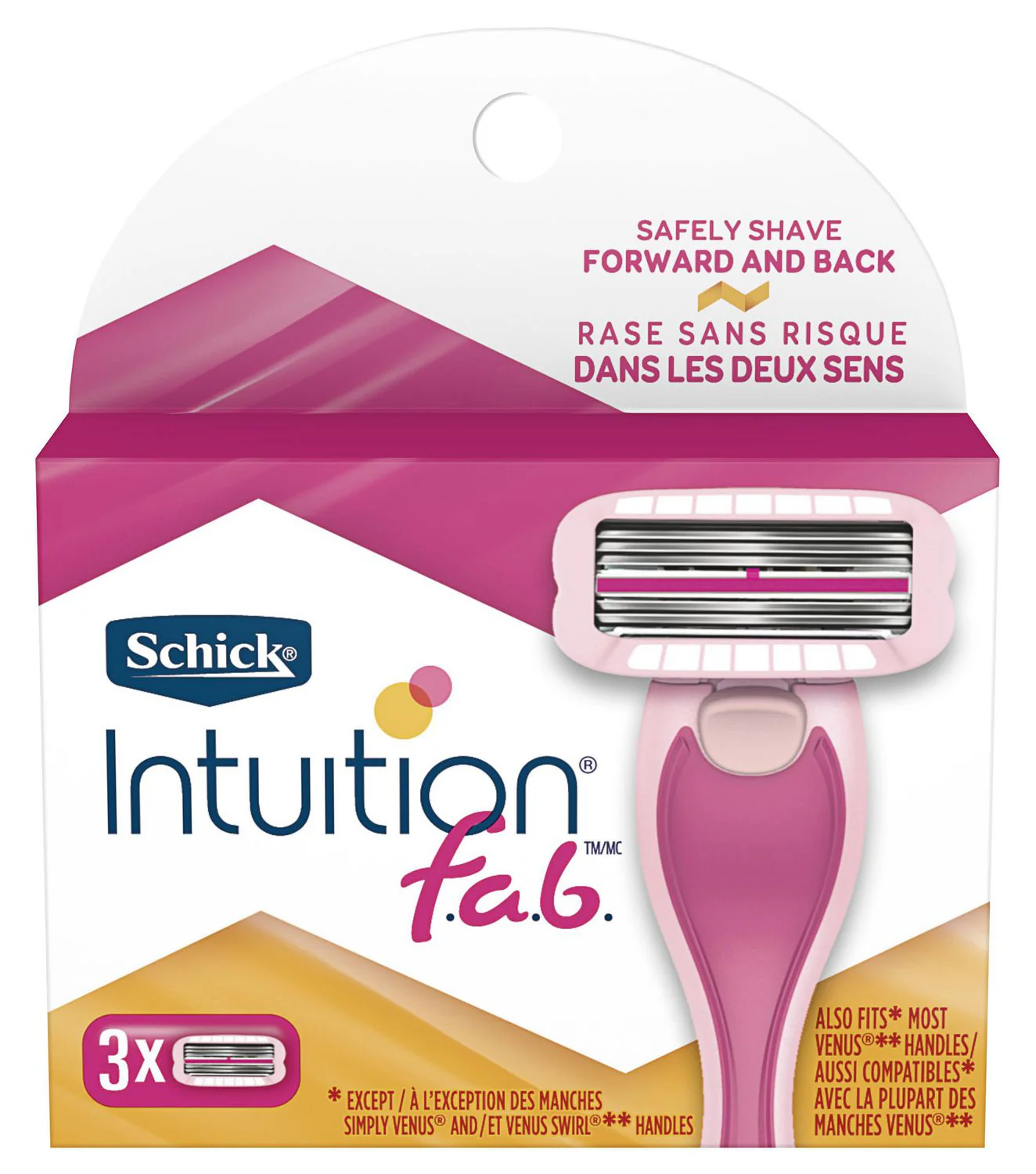 Schick Intuition F.A.B Bi-directional Razor Refills - 3 razor refills