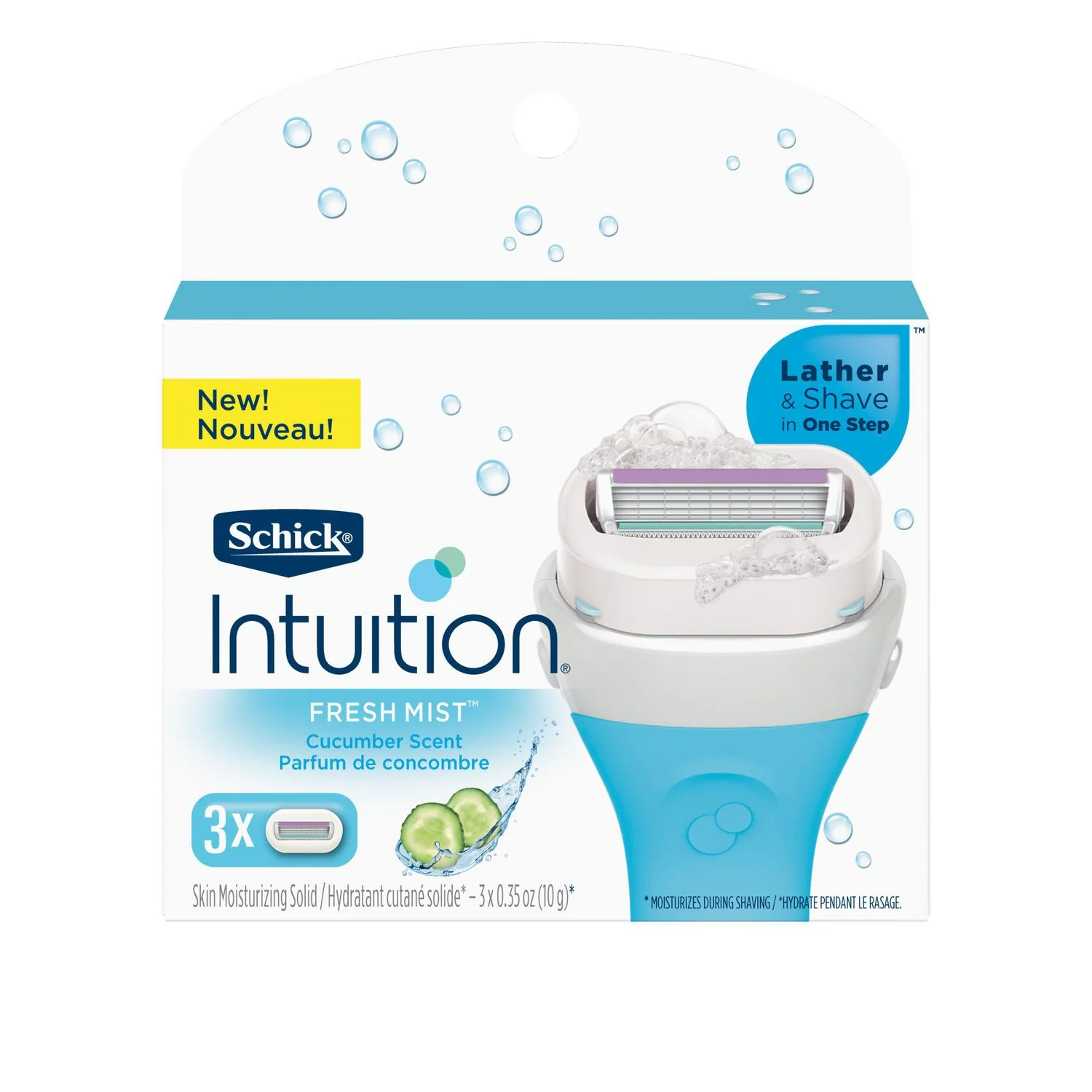 Schick Intuition Fresh Mist Moisture Women’s Razor Refills - 3 razor refills