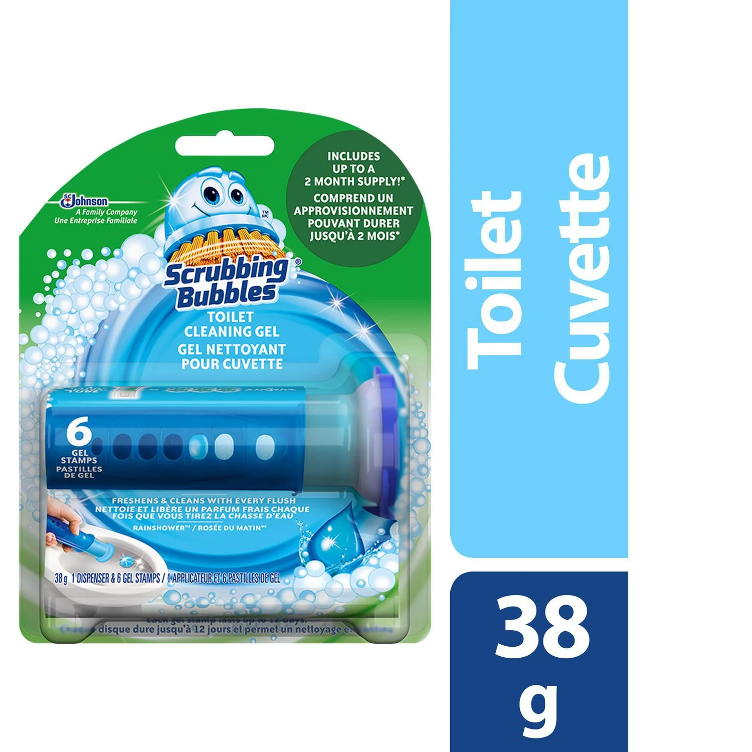 Scrubbing Bubbles Toilet Cleaning Gel, 1 Dispenser, 6 Gel Stamps