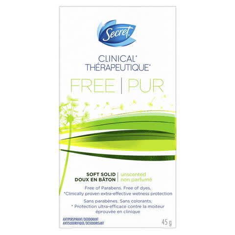 Secret Clinical Soft Solid Antiperspirant & Deodorant, Unscented - 45 g