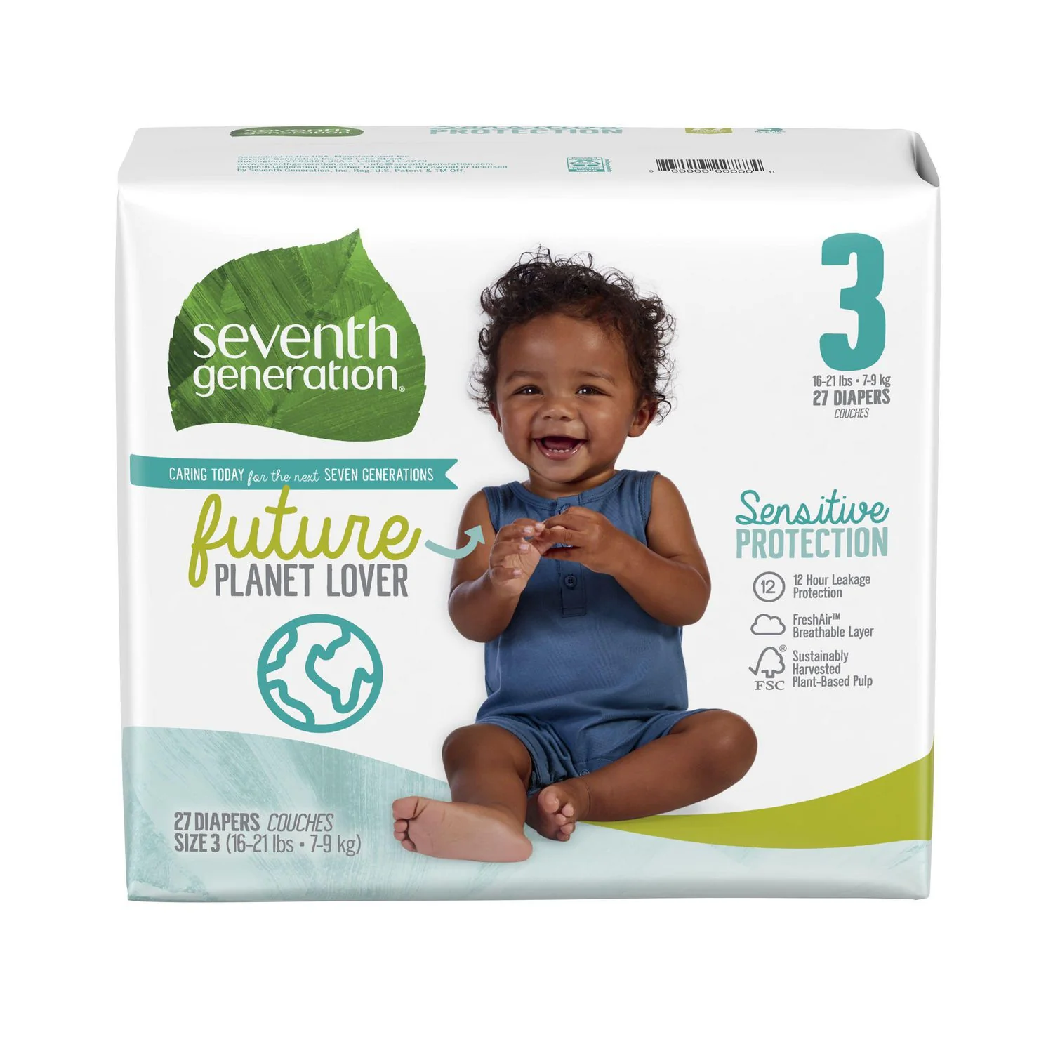 Seventh Generation Diapers, Size 3 - 27 diapers