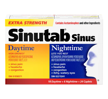 Sinutab Extra Strength Daytime & Nighttime - 24 caplets