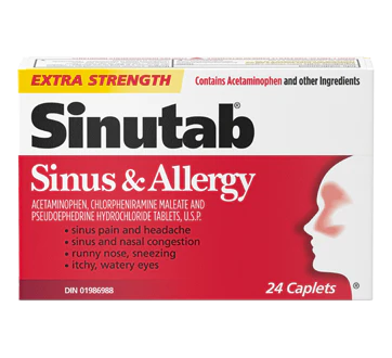 Sinutab Extra Strength Sinus & Allergy - 24 caplets