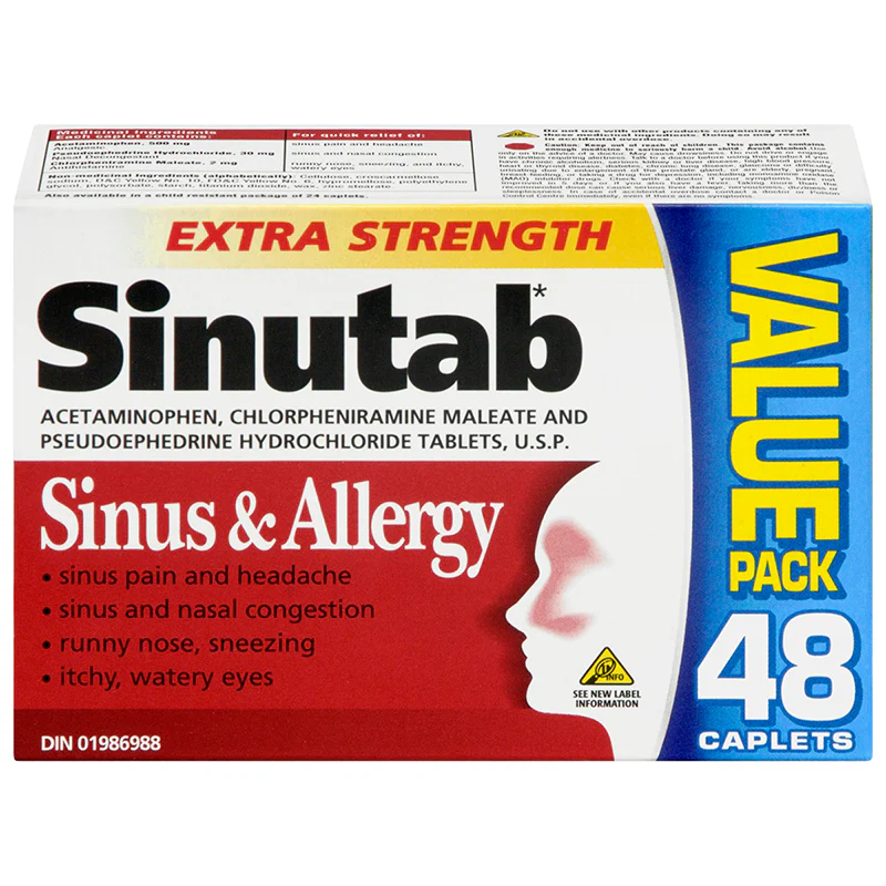 Sinutab Extra Strength Sinus & Allergy - 24 caplets - Image 2