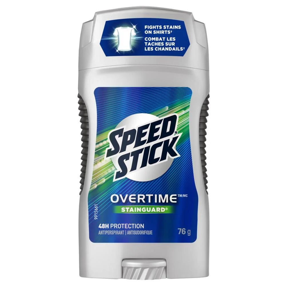 Speed Stick Men Stainguard Antiperspirant, Overtime - 76 g