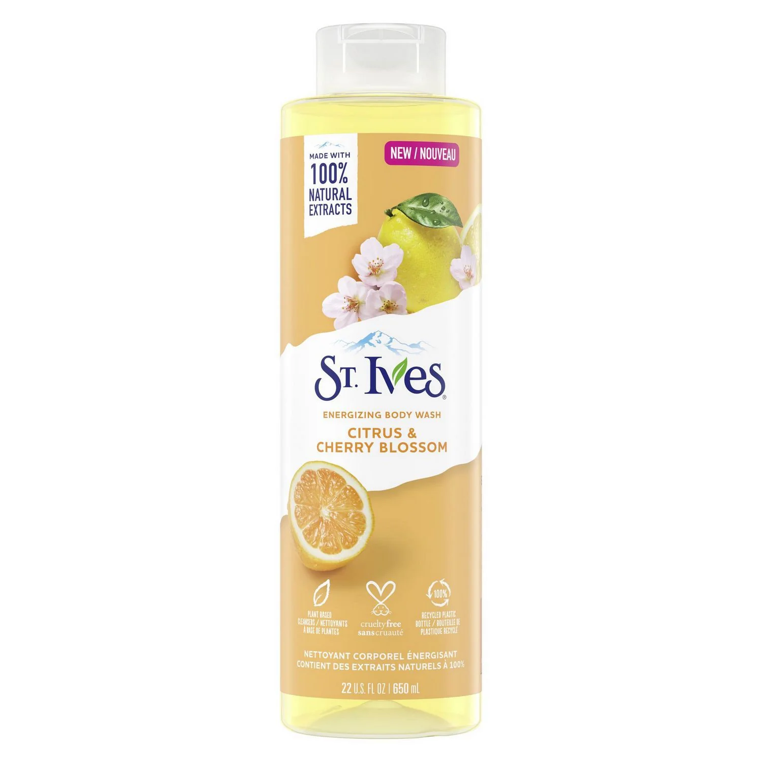 St. Ives Energizing Body Wash, Plant Based, Cruelty Free, Citrus And Cherry Blossom- 650 mL