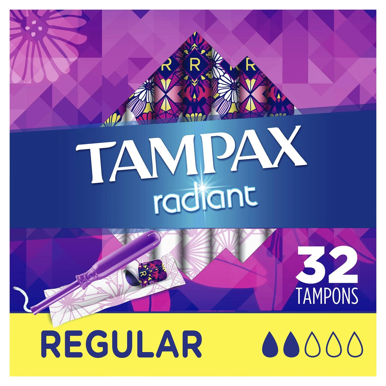 Tampax Radiant Regular Absorbency Tampons, Unscented - Image 2