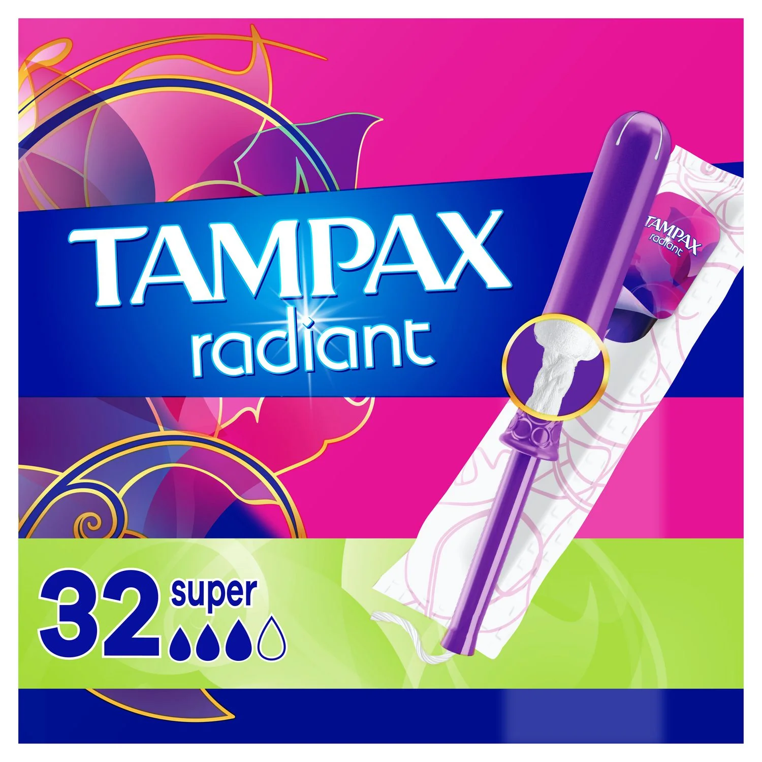 Tampax Radiant Super Absorbency Tampons, Unscented - Image 2
