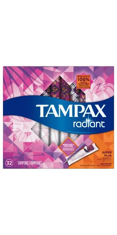 Tampax Radiant Super Plus Absorbency Tampons, Unscented - Image 2